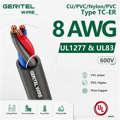 Kabel Baki PVC Nylon Power 8 AWG Untuk Sistem Kontrol Industri
